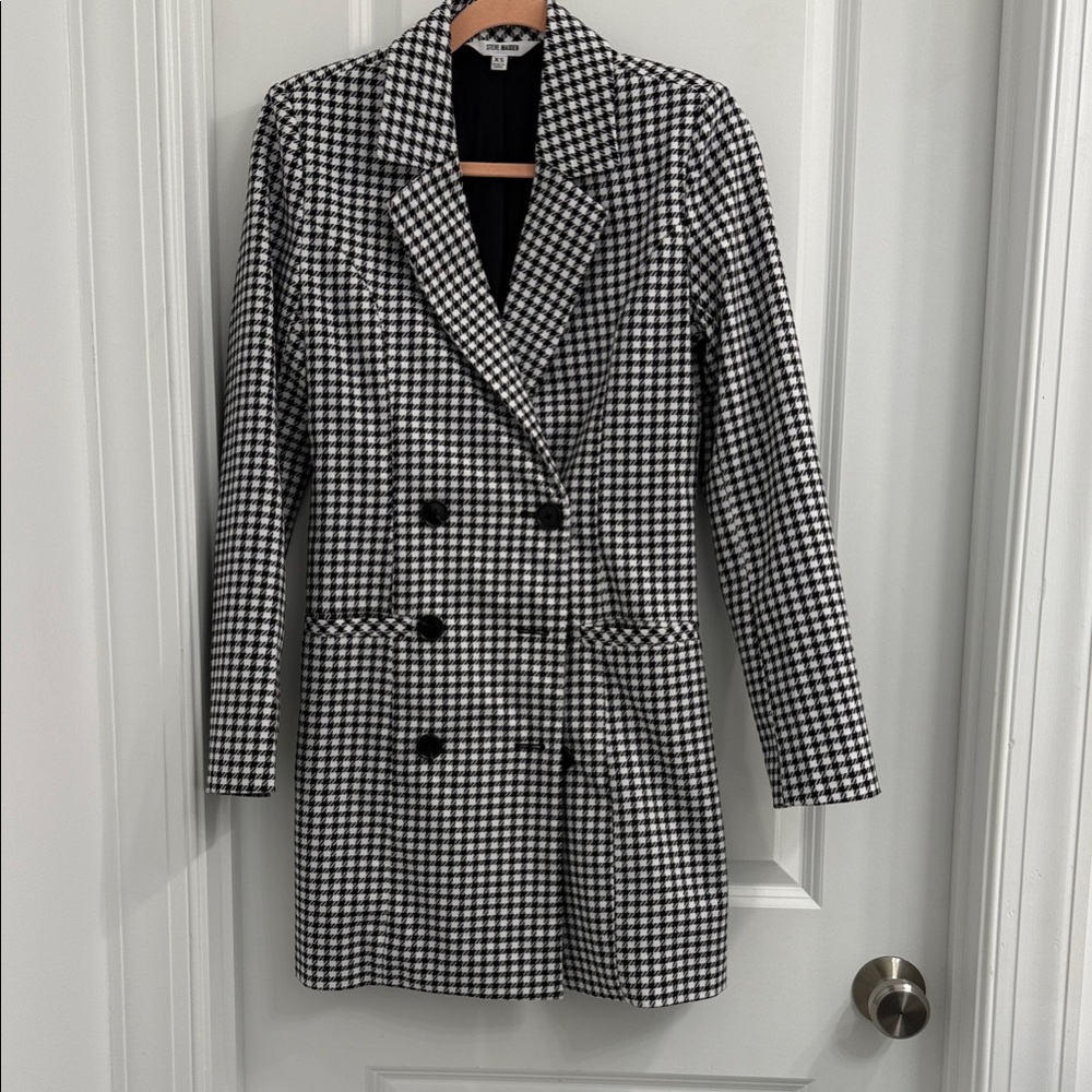 Steve Madden Black and White Houndstooth Mini Dress